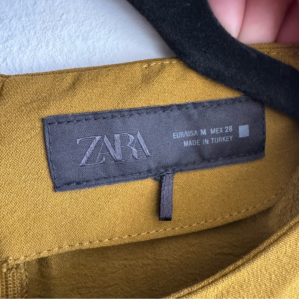 Zara Draped Midi Dress Olive Green Gold Hardware Sleeveless Minimalist Chic M - Picture 10 of 12